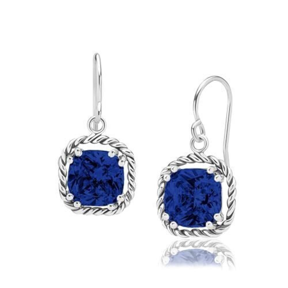 6261 925 Sterling Silver Dangle Earrings - Rope with Cubic Zirconia Vintage